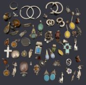 A collection of silver and costume jewellery