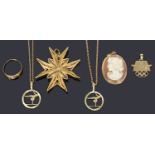 A collection of gold jewellery