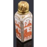 A rare 18th c Bristol opaque glass scent bottle decorated in the atelier of James Giles, c.1760