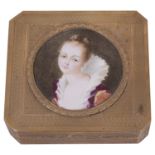 An early 20th century Continental gilt metal and enamel portrait snuff box