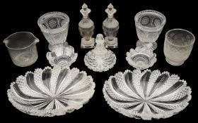 A collection of 19th century cut glassware