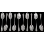 A set of ten Scottish silver bright cut engraved teaspoons