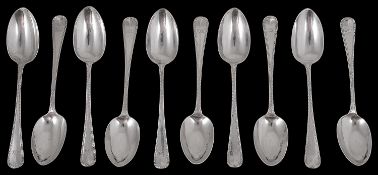 A set of ten Scottish silver bright cut engraved teaspoons