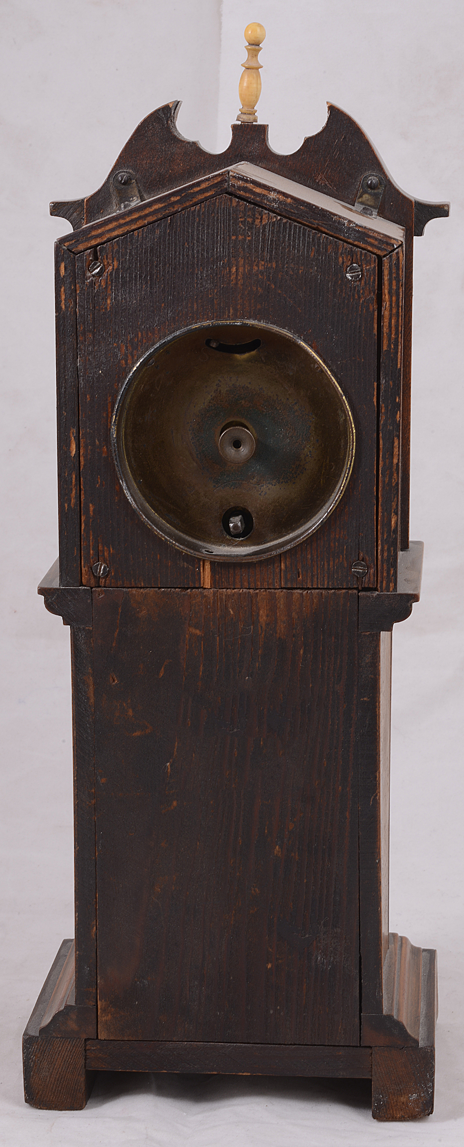 A late 19th century continental walnut miniature longcase mantle clock - Image 2 of 2