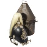 A Vict. Prince Albert's Own Leicestershire Yeoman Cavalry officers black leather helmet c.1853-1873