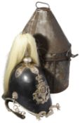 A Vict. Prince Albert's Own Leicestershire Yeoman Cavalry officers black leather helmet c.1853-1873