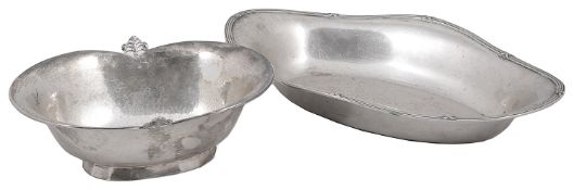 An early 20th century German .800 planished bowl and a German. 800 silver serving dish