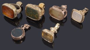 A collection of five 19th Century seal fobs,