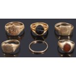 Six assorted gold rings