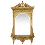 A late Victorian giltwood and gesso wall mirror
