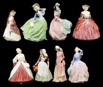 Eight Royal Doulton porcelain figures