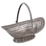 A George III silver oval sweetmeat basket