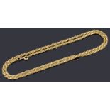 A 9ct gold twisted rope chain necklace