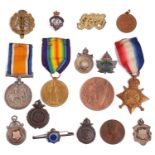 A World War 1 medal group and other medallions etc.