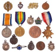 A World War 1 medal group and other medallions etc.