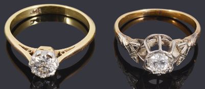 Two single stone diamond rings