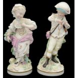 Two large 18th c Derby porcelain figures, 'Spring' and 'Autumn' from the French Seasons c.1780