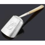 A George III silver shovel caddy spoon