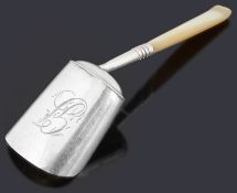 A George III silver shovel caddy spoon