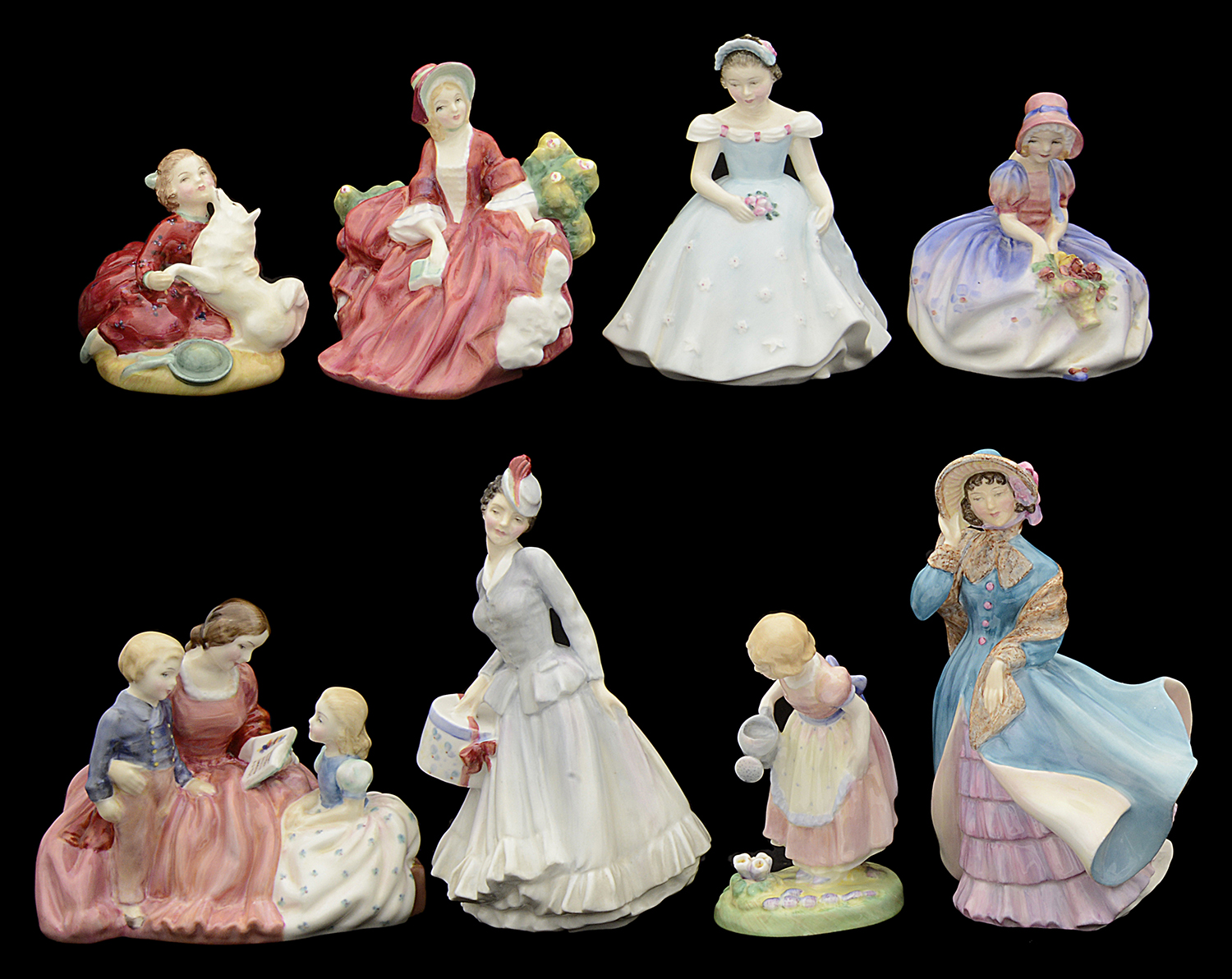 Eight Royal Doulton porcelain figures