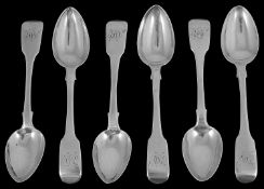 A set of six George III silver fiddle pattern teaspoon