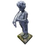 A lead garden figure of Pan playing the pipes