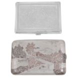 Early 20th c Japanese silver and copper inlaid cigarette case and an a Persian silver cigarette case