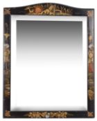 An early 20th century black lacquered and gilt Chinoiserie framed easel back mirror