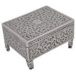 A late 19th century Indian Kutch silver table cigarette / trinket box