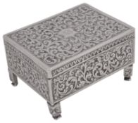 A late 19th century Indian Kutch silver table cigarette / trinket box