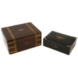 An early 19th c brass bound mahogany gentleman's campaign dressing box; other