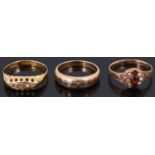 Three Victorian and later gold rings