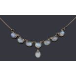 A delicate Victorian moonstone drop necklace