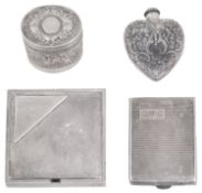 A Dunhill ladies silver compact and other silver items