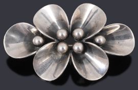 A Danish silver stylised floral spray brooch by Niels Erik From