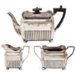 A late Victorian Scottish three piece silver tea service