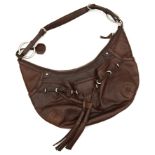 A DKNY chocolate brown leather handbag,