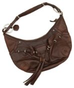 A DKNY chocolate brown leather handbag,