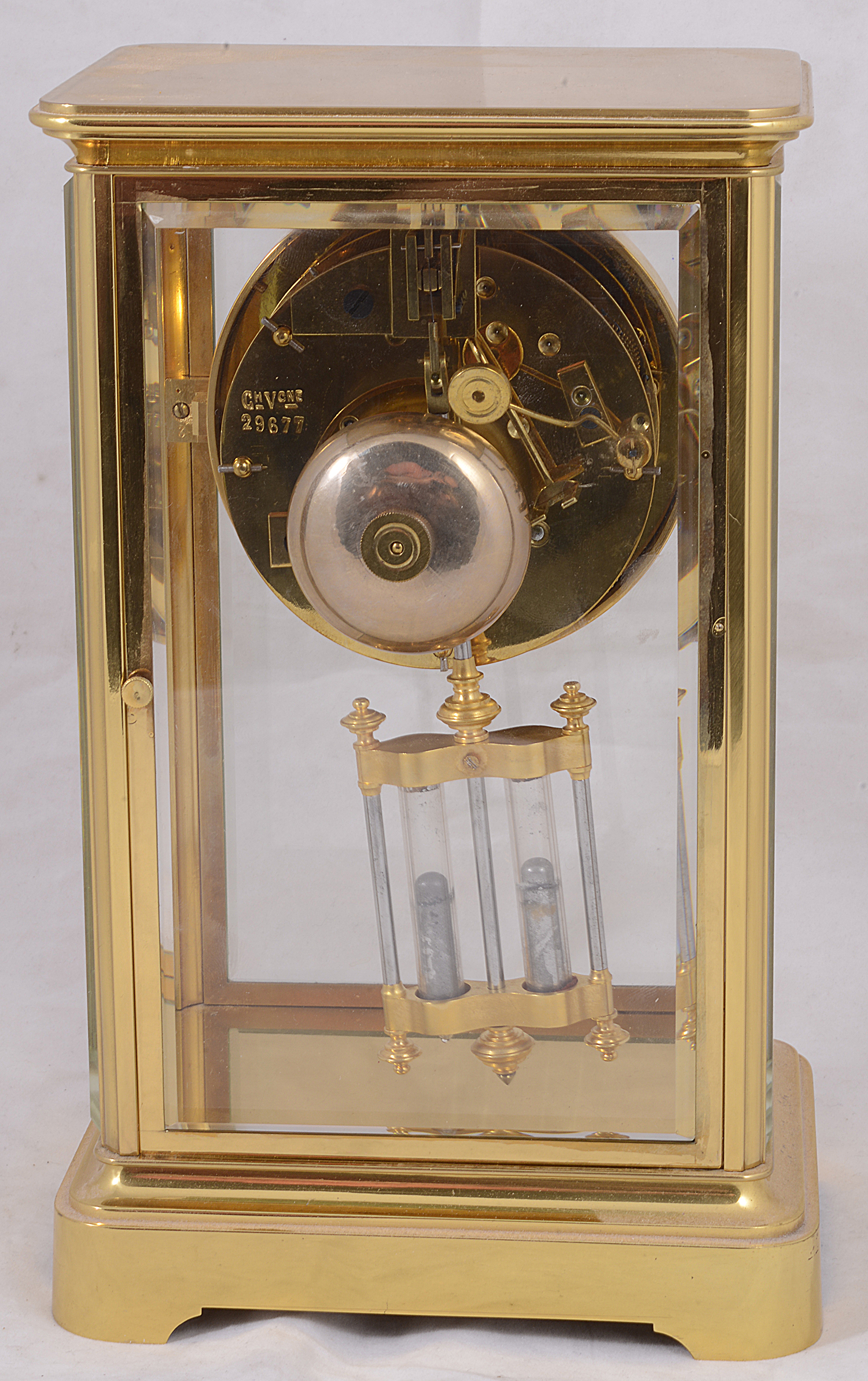 A late 19th century French gilt brass four glass mantel clock - Image 2 of 2