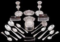 A mixed lot of 19th century and later silver