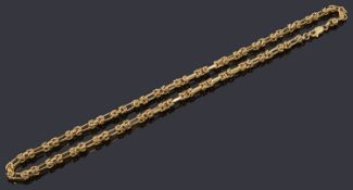 A gold byzantine chain necklace marked 375