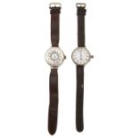 A pair of gentleman silver wristwatches,