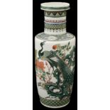 A 19th century Chinese 'Famille Verte rouleau vase decorated in Kangxi style
