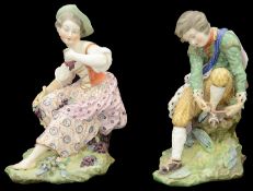 Two late 18th century Derby porcelain figures of the seasons, 'Autumn' and 'Winter' c.1770