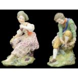 Two late 18th century Derby porcelain figures of the seasons, 'Autumn' and 'Winter' c.1770