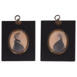 A pair of early 19th century British School portrait miniatures of gentleman