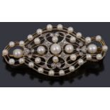 An beautiful Edwardian gold diamond and pearl brooch circa 1900