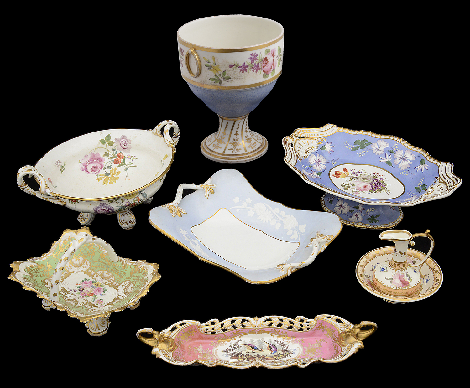 A collection of early 19th century porcelain to include comports