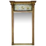 A Regency giltwood and verre elglomise pier glass