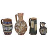 Four Doulton stoneware ceramic jugs